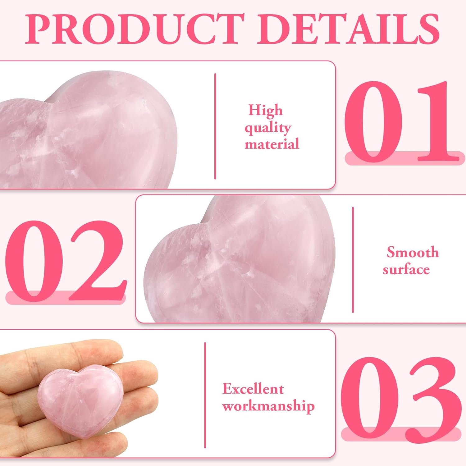 1 cristal de cuarzo rosa de 40 mm. en forma de corazón. Cristal curativo grande. 1 cristal de cuarzo rosa de 40 mm. en forma de corazón. Cristal curativo grande. - Imagen 3