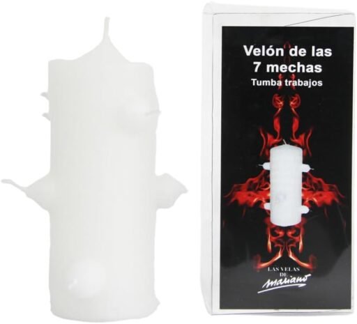 Velón Blanco 7 Mechas para Rituales de Limpieza, Purificación y Paz