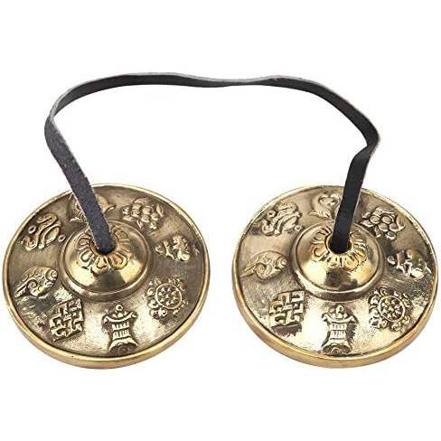 Campana de Meditación Tibetana Hecho a Mano Budista Símbolo Afortunado Meditación en Relieve Campana de Yoga Campanas Instrumento de percusión