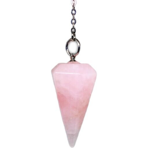 Péndulo hecho de cristales de piedras preciosas naturales para radiestesia, adivinación, chakras, reiki, puntiagudo, con cadena y bolsa de joyería