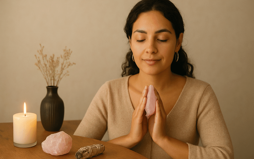 Ritual con cuarzo rosa para el amor propio