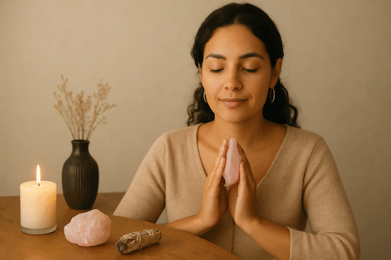 Ritual con cuarzo rosa para el amor propio