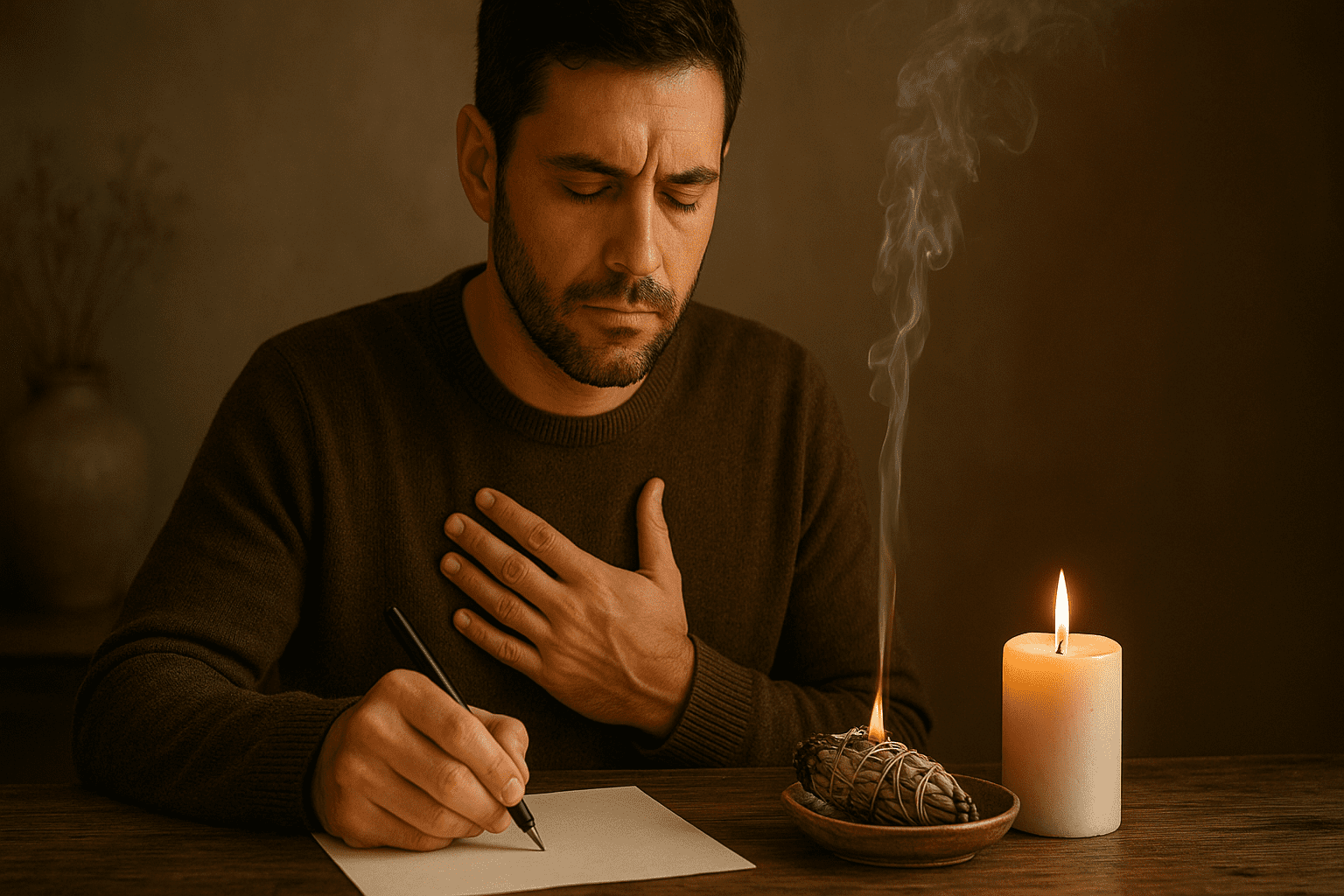 Ritual de liberación emocional con escritura y fuego 