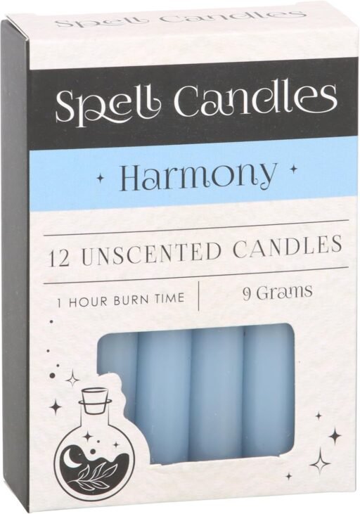 Juego de 12 velas de hechizos de armonía ritual azul claro