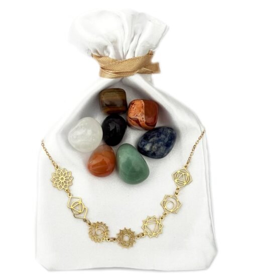 Colgante 7 chakras de acero inoxidable y piedras energéticas