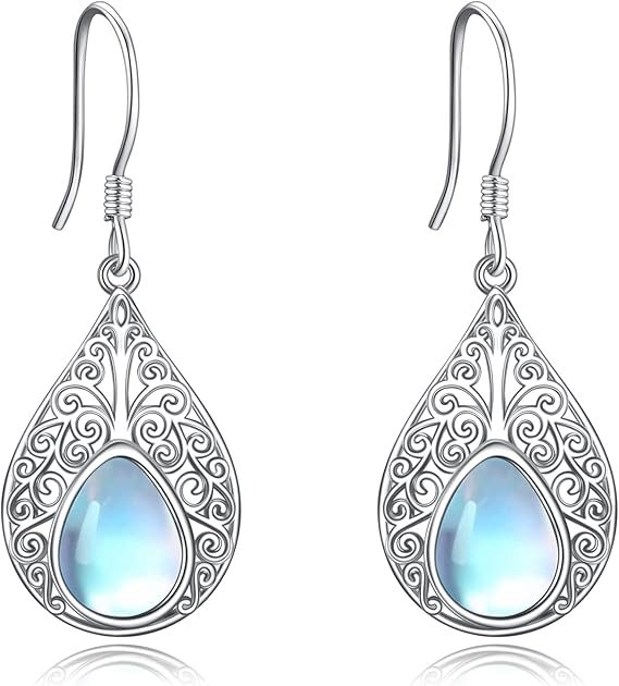 Pendientes De Piedra Lunar Con Forma De Lágrima Pendientes de piedra lunar