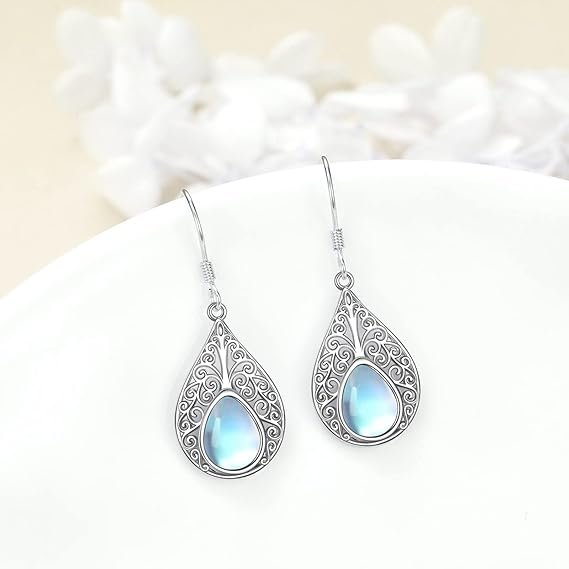 Pendientes De Piedra Lunar Con Forma De Lágrima Pendientes De Piedra Lunar Con Forma De Lágrima - Imagen 3